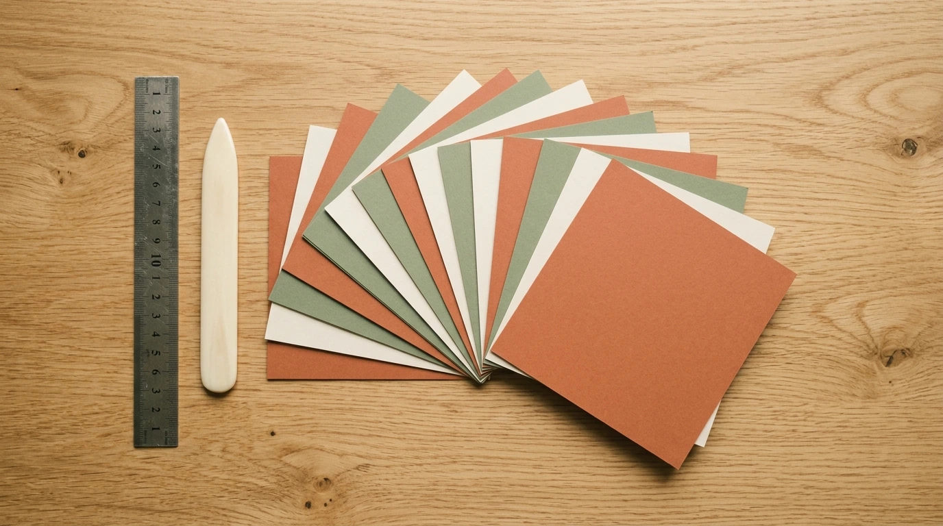 Carrés de papier origami empilés par couleur, prêts à plier
