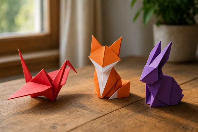 Origami animaux : plier chien, chat et grue en papier