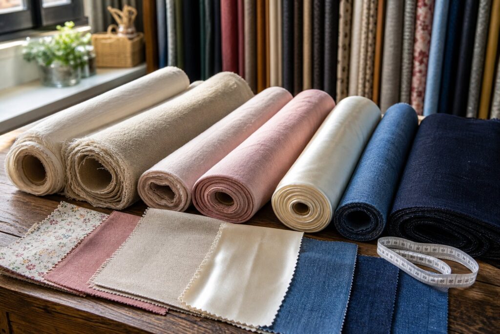Tissus colorés rouleaux echantillons mercerie choix